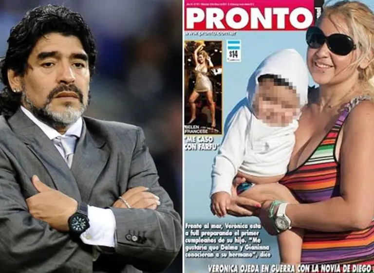 Maradona reclama $3 millones a su ex y a una revista por mostrar a su hijo