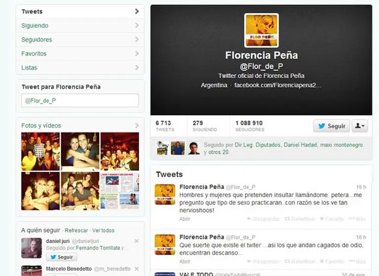 Una Flor Peña furiosa se defendió en Twitter de las crí­ticas por sus declaraciones polí­ticas