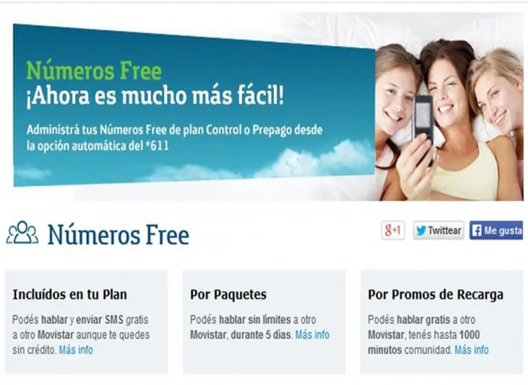 Movistar modifica su beneficio de "números free" a partir de mayo