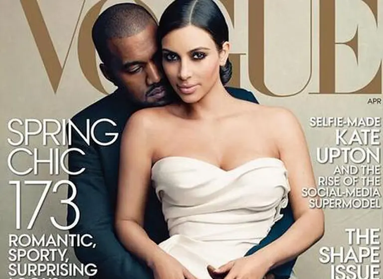 Kim Kardashian y Kanye West protagonizaron la nueva tapa de la revista Vogue