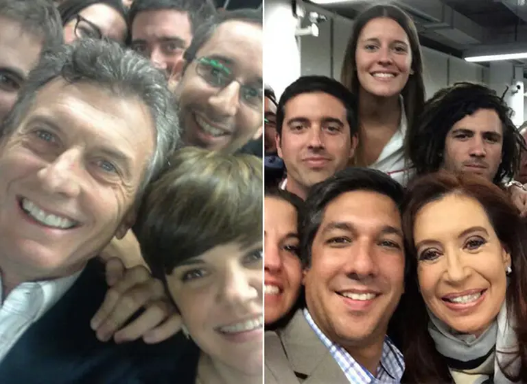 Las "selfies" de Cristina y Macri en la inauguración de las oficinas de Facebook