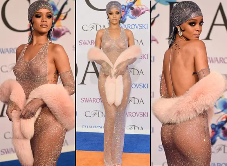 Casi desnuda, Rihanna recibió el premio a ícono de la Moda 2014