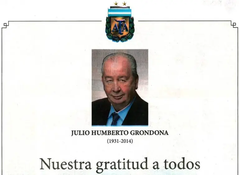 La familia Grondona y la AFA agradecieron el apoyo por la muerte de "Don Julio"