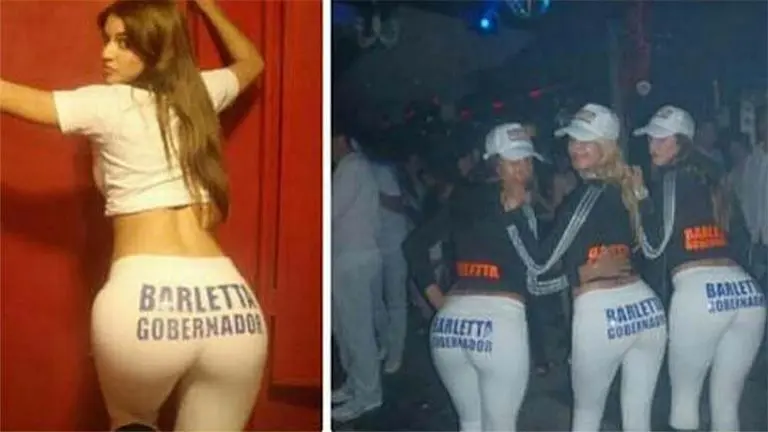 Polémica en Santa Fe: con ajustadas calzas, invitan a votar por Barletta