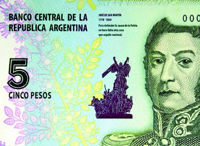 El Banco Central emitirá un nuevo diseño de los billetes de 5 pesos