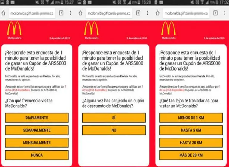 La nueva estafa de Whatsapp que utiliza una encuesta de McDonald's para enviar SMS premium
