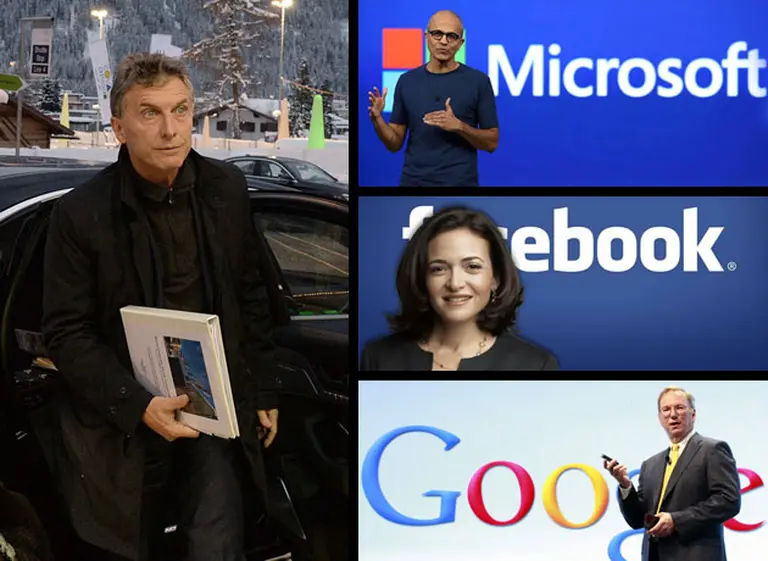 Cara a cara con los CEO de Facebook, Google y Microsoft: Macri ya inició en Davos el "operativo seducción"