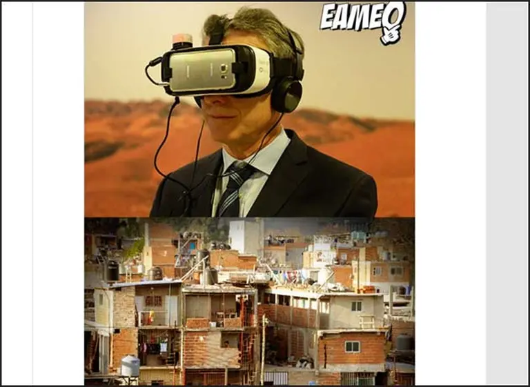 Macri probó la "realidad virtual" y en las redes hicieron furor los memes