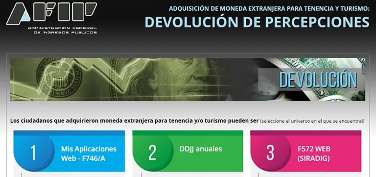 Compras de dólares en 2015: habilitan pedido de reintegro de percepciones