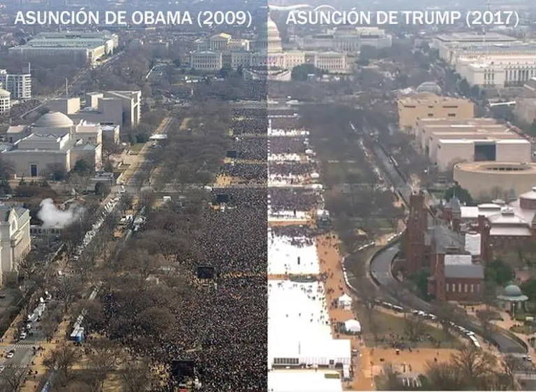 Duelo de popularidad: la asunción de Trump tuvo la mitad de asistentes que la de Obama