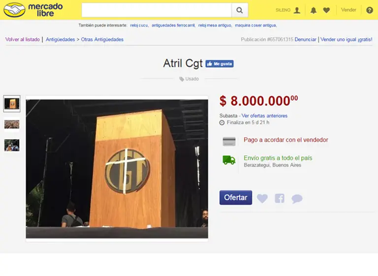 Insólito: subastan en Internet el "mí­tico atril de la CGT" robado luego de la marcha