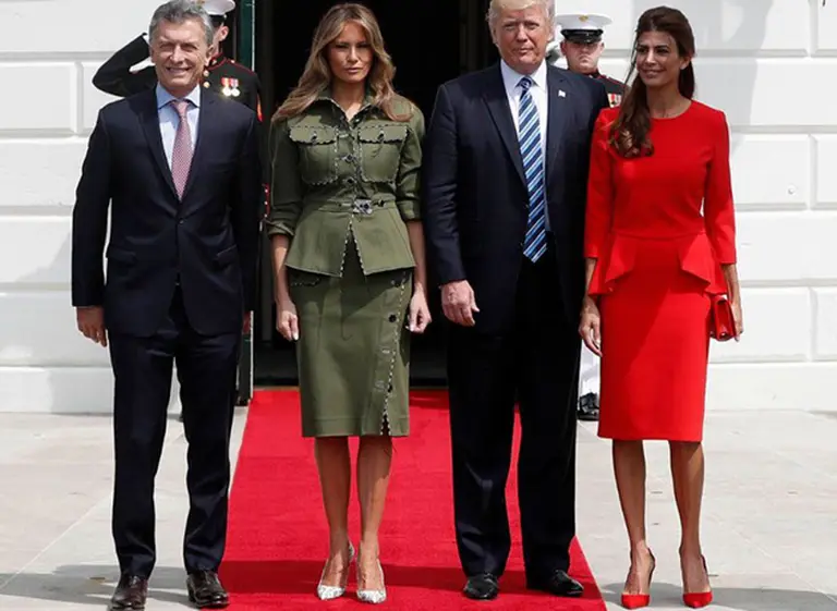 De la polí­tica a la moda: los looks de Juliana Awada y Melania Trump en Washington