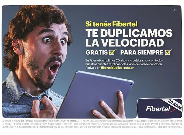 Fibertel duplica velocidad y pone nuevo piso a la banda ancha en el paí­s