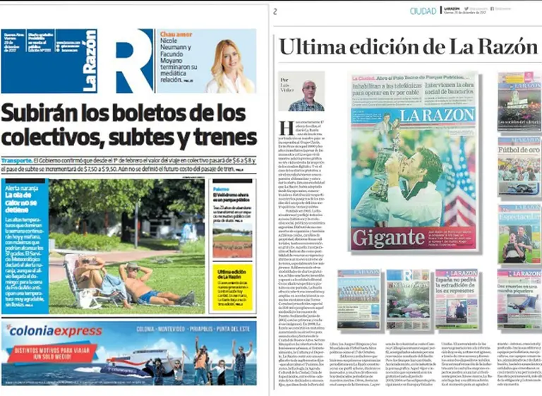 Otra voz que se apaga: cierra el diario gratuito La Razón y se distribuye su última edición