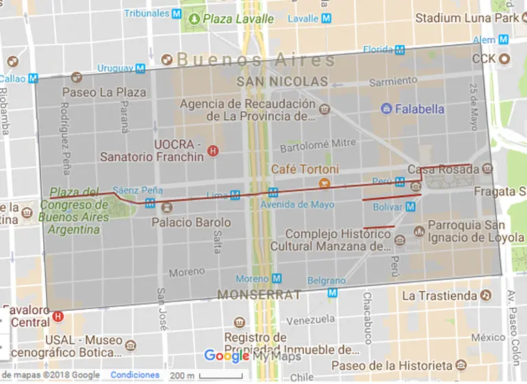 Mapa de cortes en el centro por la apertura de sesiones ordinarias