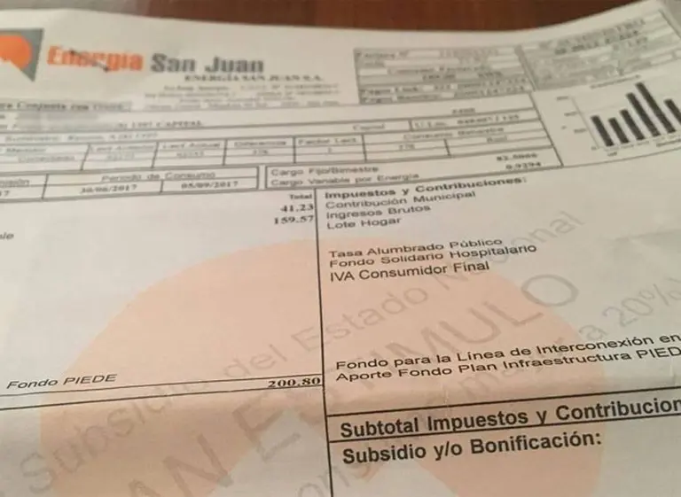 Luz récord en San Juan: el 40% de la boleta corresponde a impuestos