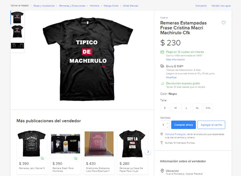El tuit de Cristina se hizo remera: venden prendas con la palabra "machirulo"