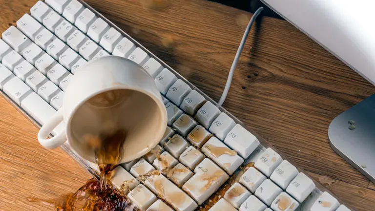¿Qué se debe hacer cuando se derramó café en el teclado de la computadora?