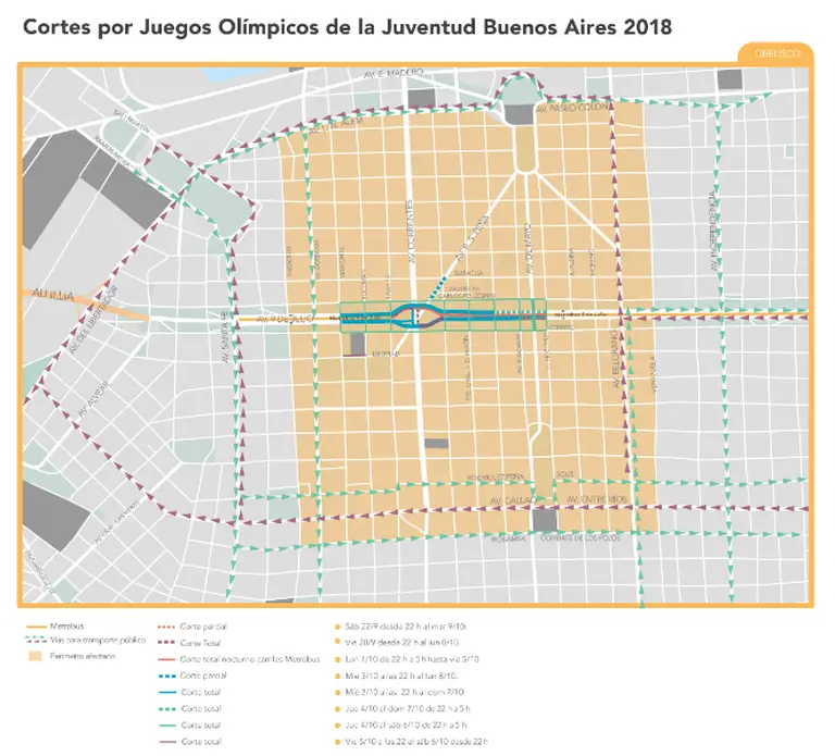 Mapas: todos los cortes de tránsito que habrá en la Ciudad por los Juegos Olímpicos de la Juventud