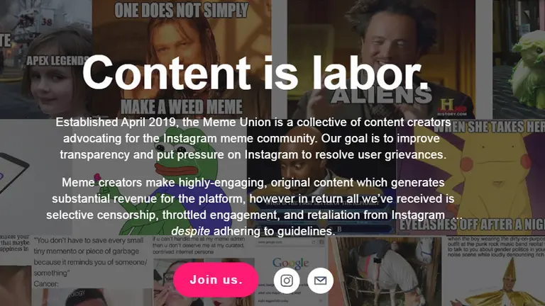 Creadores de memes lanzaron sindicato para reclamar ante Instagram