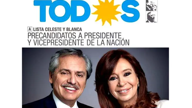 Así es la boleta de la fórmula presidencial del Frente de Todos para las PASO