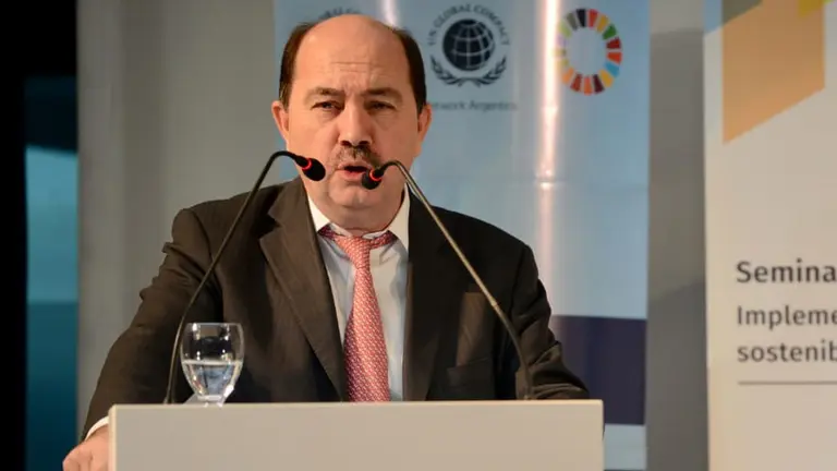 Javier Ortiz Batalla, presidente del Banco Ciudad, inaugurando el evento.