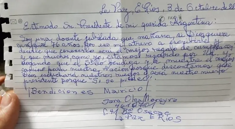 La conmovedora carta de la jubilada con Alzheimer para Mauricio Macri