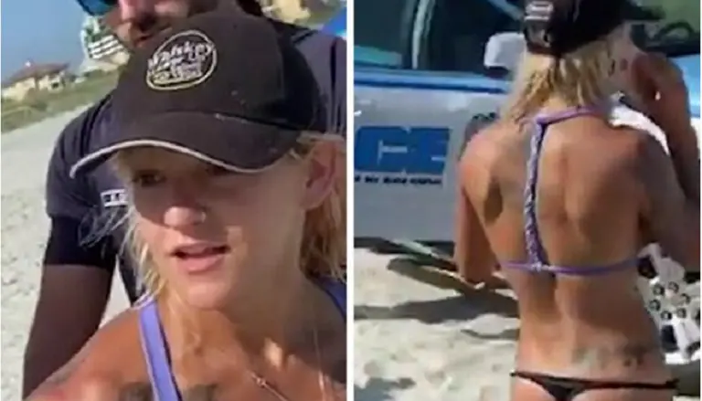Esposan a una mujer por "mostrar de más" con su bikini