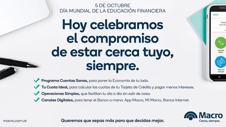 Día mundial de la Educación Financiera: Banco Macro lo celebra con talleres y más canales digitales