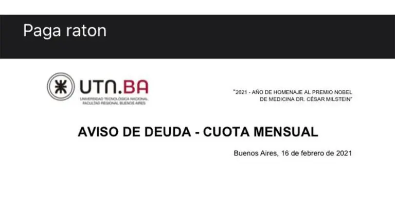 "Pagá ratón": el insólito mail enviado por una universidad a sus alumnos