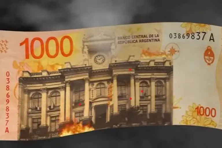 Milei lanzó su primer NFT y tiene la imagen del Banco Central en llamas
