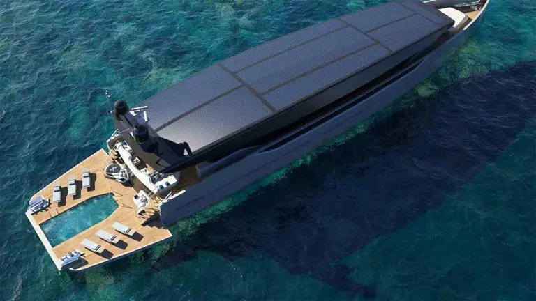 Así es VisionE, un superyate de lujo que tiene un techo de paneles solares