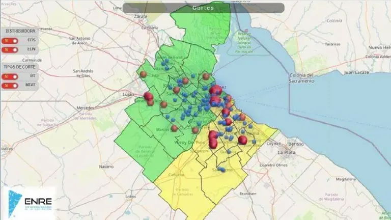 Mapa de los cortes de luz en el AMBA: estas son las zonas afectadas por el apagón