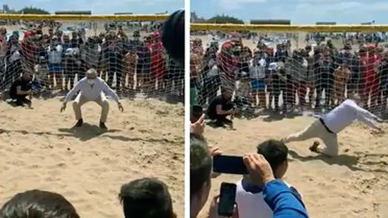 VIDEO| Alberto Fernández hizo de arquero en Mar de Ajó: ¿cómo le fue en los penales?