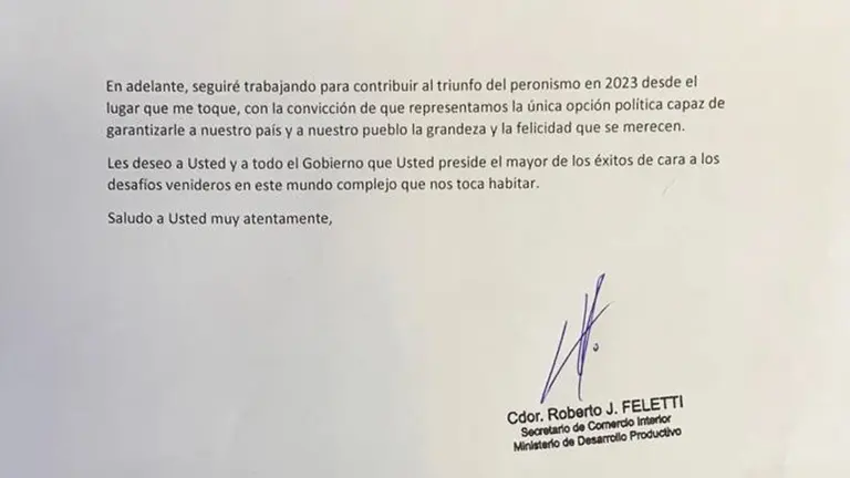 "Urge una mayor coordinación del gabinete económico": qué dice la dura carta de renuncia que Feletti dirigió al Presidente