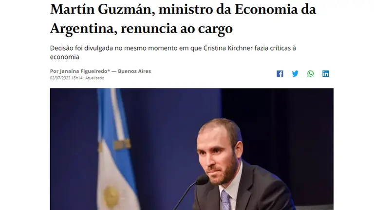 "Clara derrota política": cómo impactó la renuncia del ministro Martín Guzmán en la prensa internacional