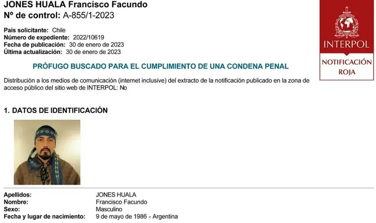 Interpol lanzó un alerta roja para mantener preso a Jones Huala y se acelera su extradición