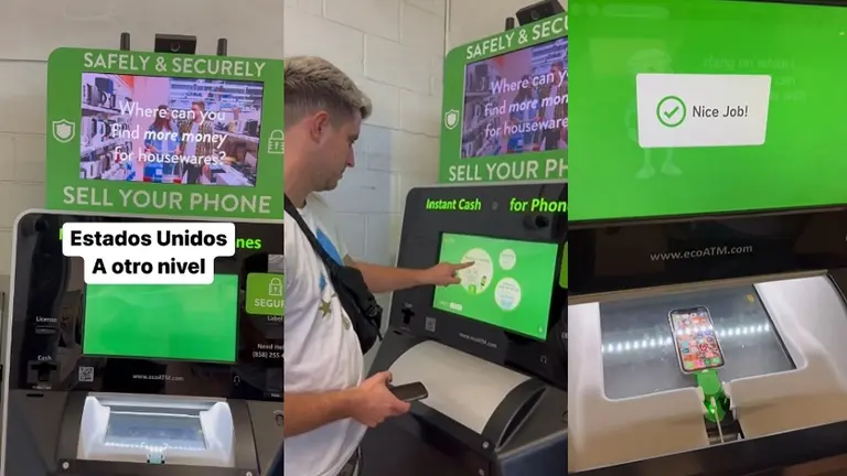 Un argentino mostró cómo es la máquina automática que te compra tu celular en segundos en un WalMart