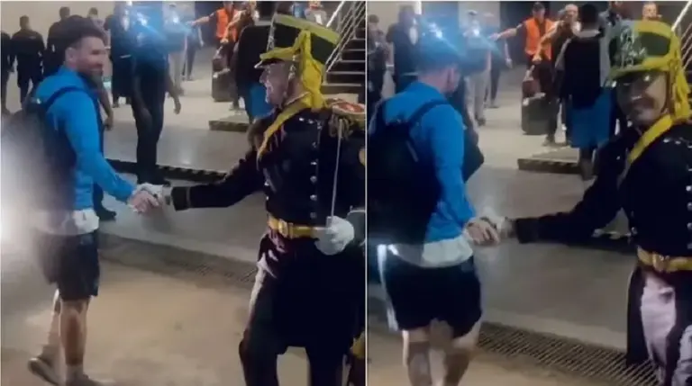 VIDEO | La increíble reacción de un granadero al que Lionel Messi le dio la mano en Santiago del Estero