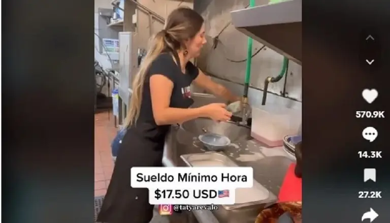 Tiktoker reveló la increíble cifra que gana un lavaplatos en Estados Unidos