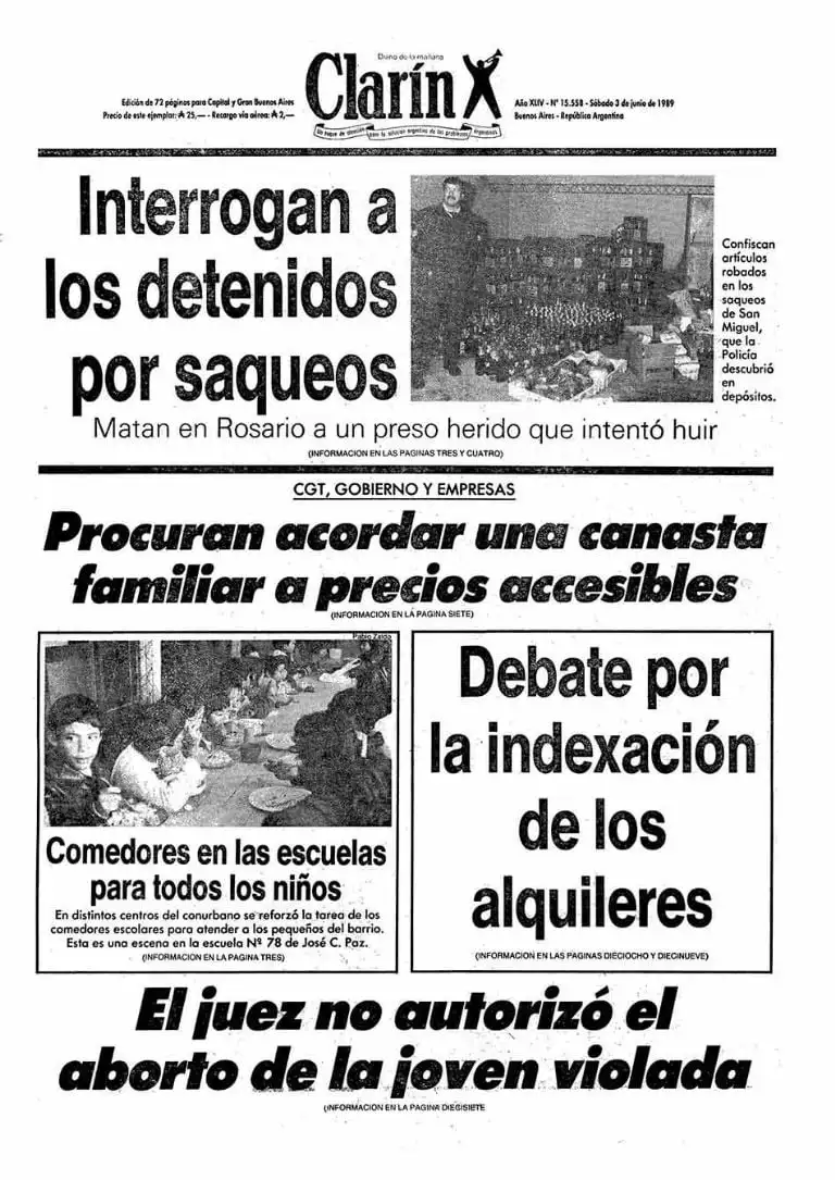 Se hizo viral una tapa de Clarín de 1989 por coincidencias con los problemas económicos actuales