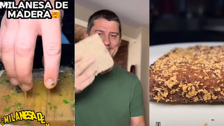 Es argentino, preparó una milanesa de madera comestible y revolucionó las redes