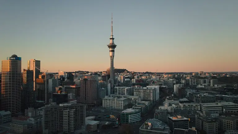 Imagen aérea de Auckland, Nueva Zelanda. Imagen de archivo.