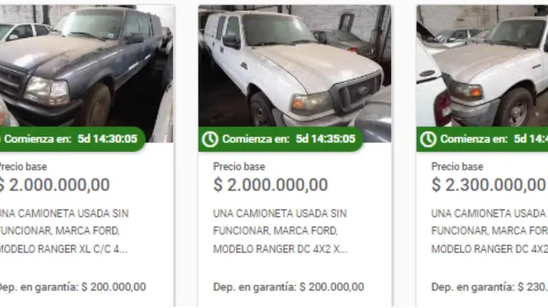 La AFIP subasta camionetas baratas: 6 modelos para elegir en el remate