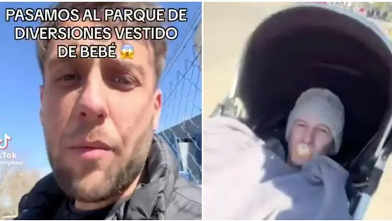 Insólito: un influencer hizo pasar a su amigo por un bebé y entró gratis al Parque de la Costa