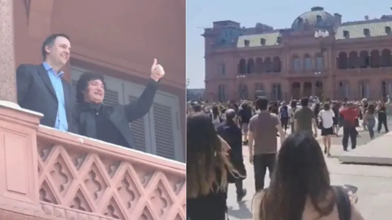 Javier Milei saludó desde el balcón de Casa Rosada en el día de su cumpleaños