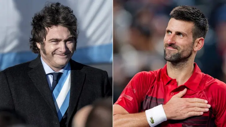 Javier Milei y Novak Djokovic