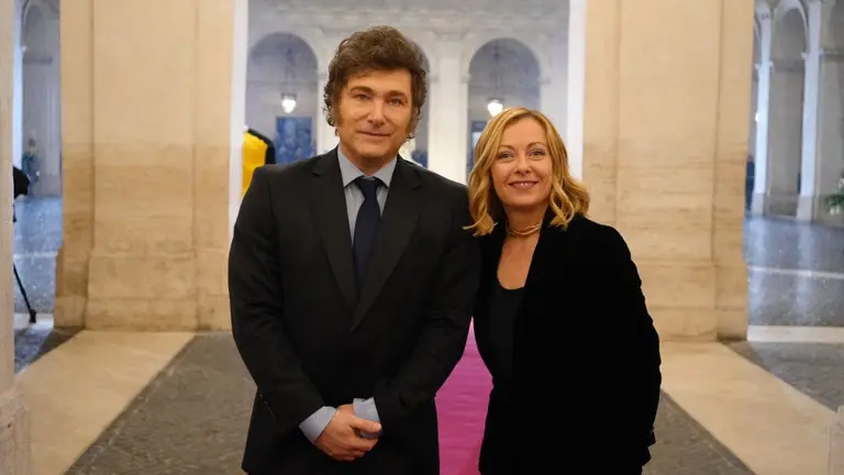 Javier Milei y Giorgia Meloni