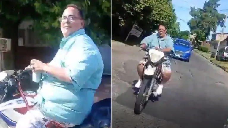 Escracharon a un agente de tránsito manejando una moto sin casco y con una lata de cerveza