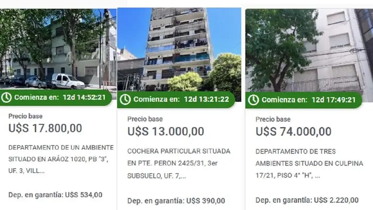 Rematan propiedades desde 13.000 dólares en Buenos Aires